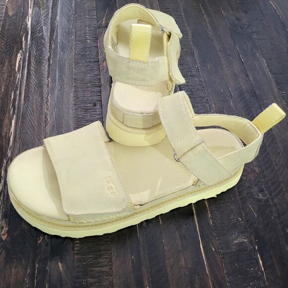 UGG GOLDENSTAR LEMON LEATHER PLATFORM STRAPPY SANDALS WOMEN'S SIZE 10 - Picture 2 of 11